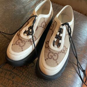 Gucci Cream and Black Platform Shoes